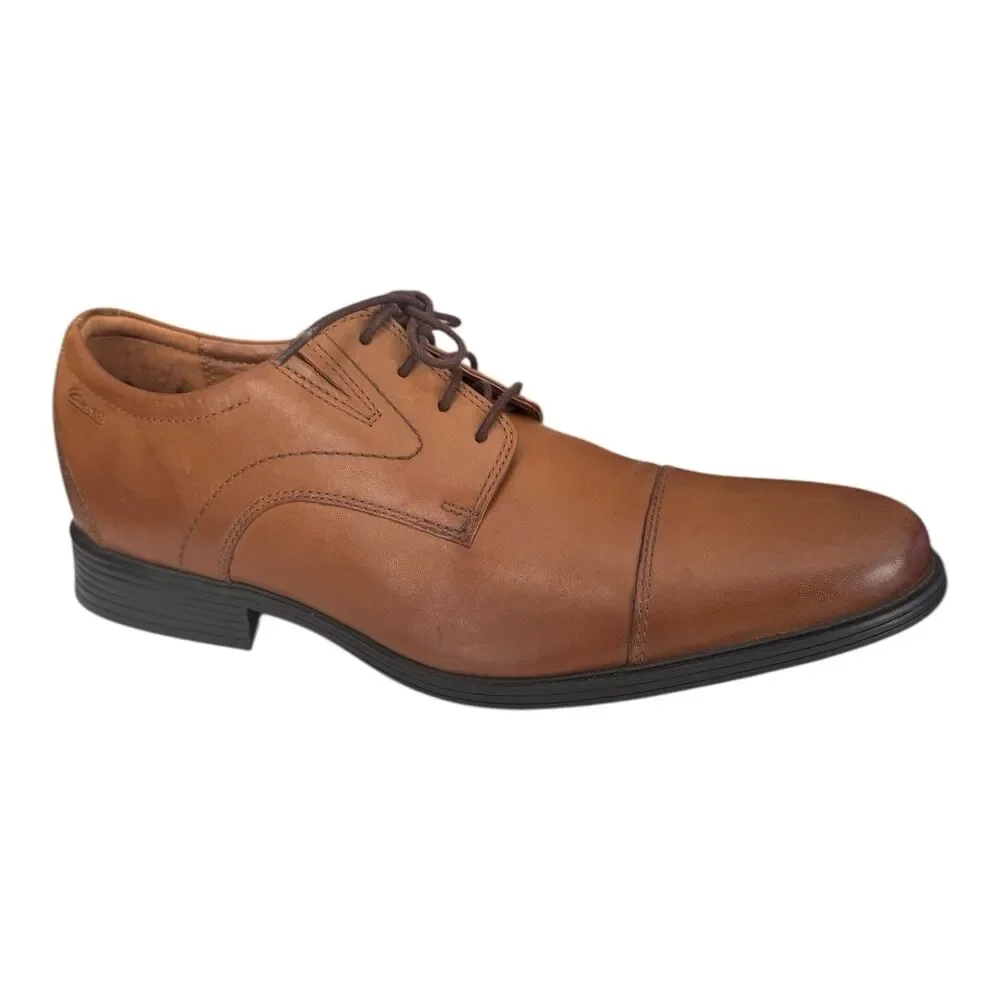 Clarks Whiddon‎ Cap Lace Up Oxford Shoes Dark Tan Leather Men’s Size 13
